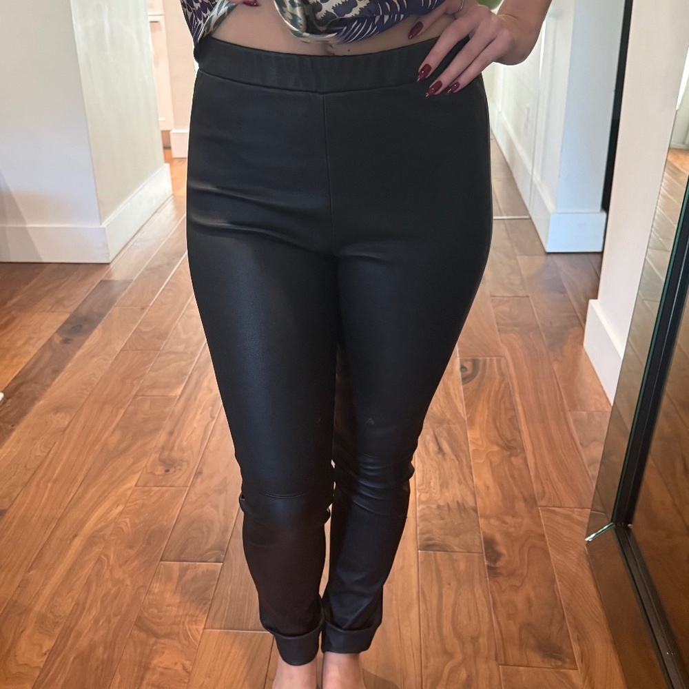 Theory vegan leather black pant